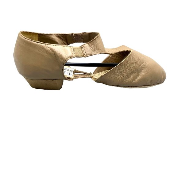 Leo's Girls Size 3 Jazz T-Strap Grecian Dance Sandals Suntan Leather Shoes Amore - Picture 2 of 8